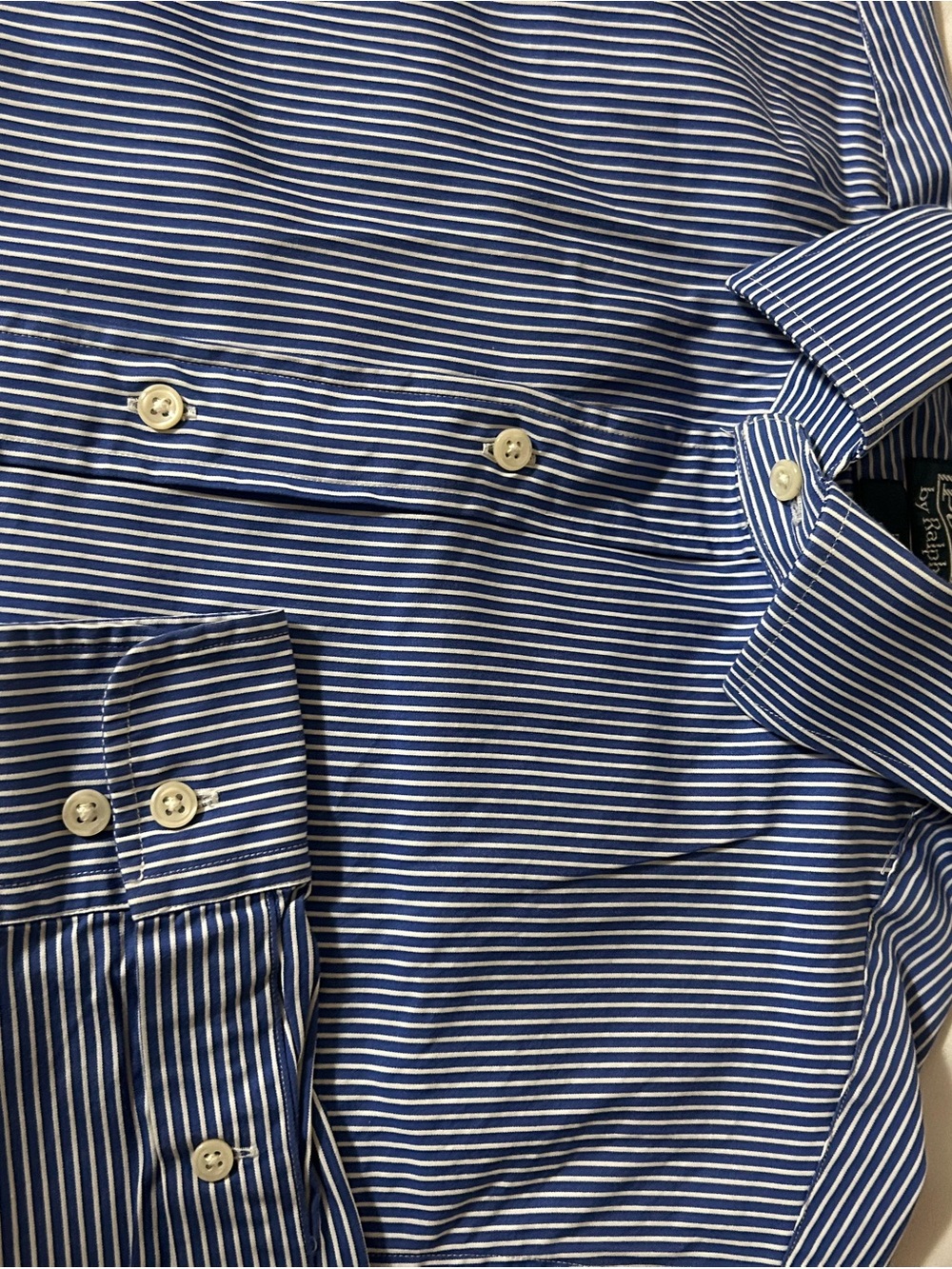 Ralph Lauren Navy and White Striped Dress Shirt
